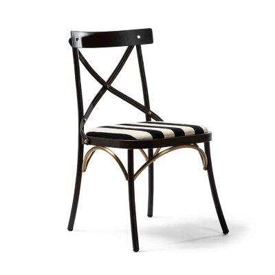 MacKenzie Childs Flatiron Black Stripe Dining Chair