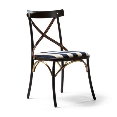 Flatiron Navy Stripe Dining Chair mackenzie-childs Panama 0