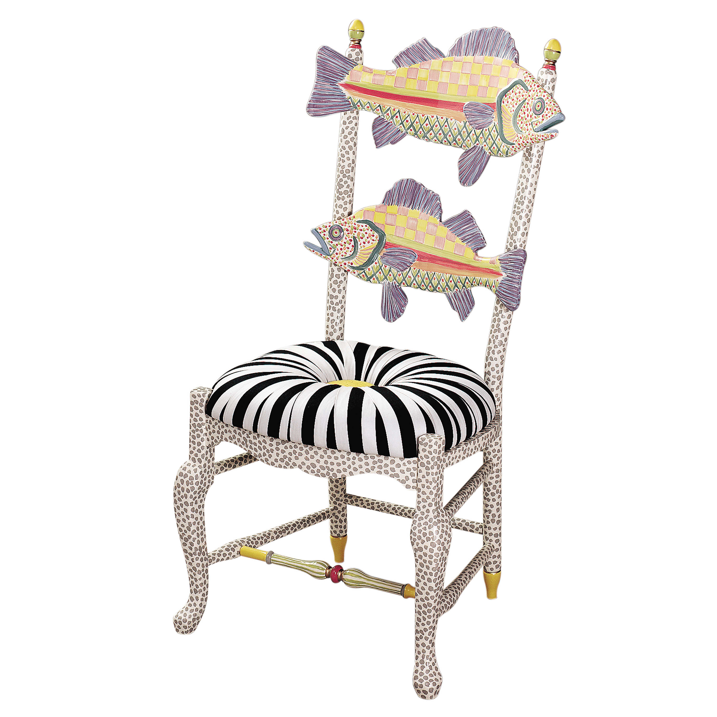 Freckle Fish Chair - Black & White Seat mackenzie-childs Panama 0