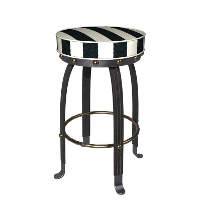 MacKenzie Childs Flatiron Black Stripe Bar Stool