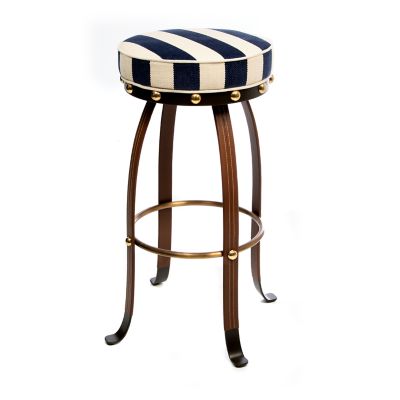 Flatiron Navy Stripe Bar Stool mackenzie-childs Panama 0