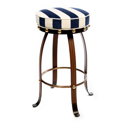 Flatiron Navy Stripe Counter Stool mackenzie-childs Panama 0