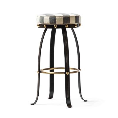 MacKenzie Childs Flatiron Grey Stripe Counter Stool