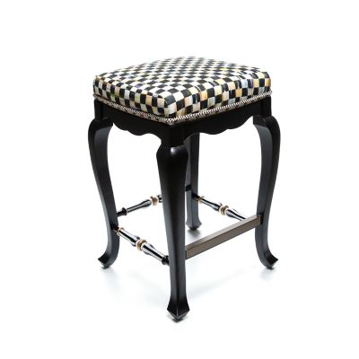 Courtly Check Black Counter Stool mackenzie-childs Panama 0