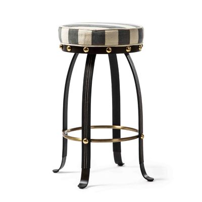 Flatiron Grey Stripe Bar Stool mackenzie-childs Panama 0