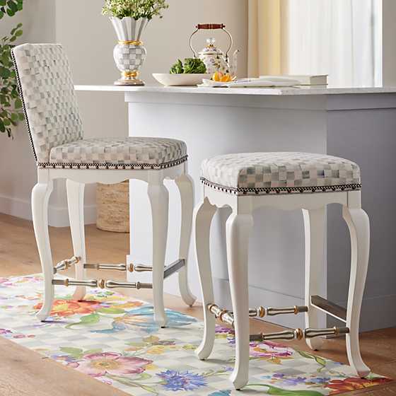 Sterling Check Counter Stool with Back image two