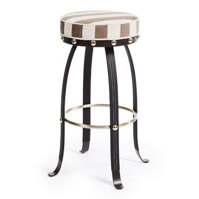 Flatiron Brown Stripe Counter Stool mackenzie-childs Panama 0