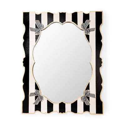 Wood Floral Bow Mirror
