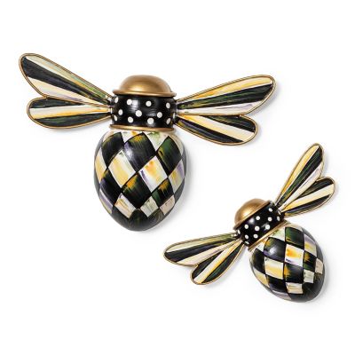 Courtly Check Outdoor Bee Wall Decor, Set of 2