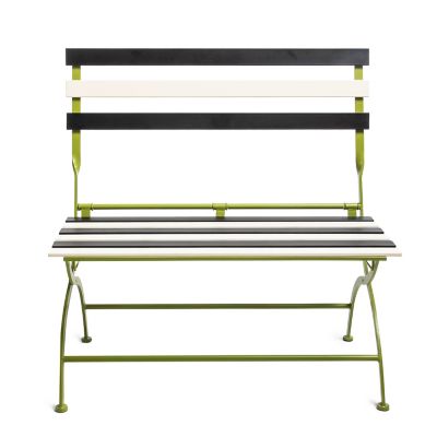 Outdoor Black & White Metal Bistro Bench image three