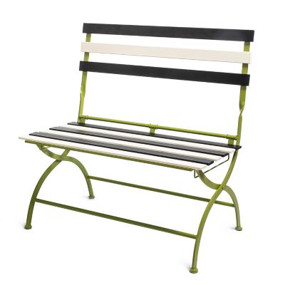 Outdoor Black & White Metal Bistro Bench