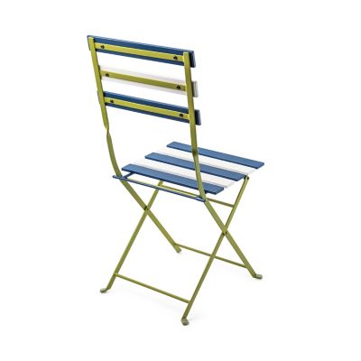 Outdoor Blue & White Metal Bistro Side Chair image three