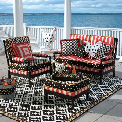 MacKenzieChilds Spindle Cabana Outdoor Loveseat