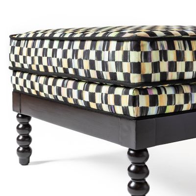 MacKenzie-Childs | Spindle Check Outdoor Ottoman