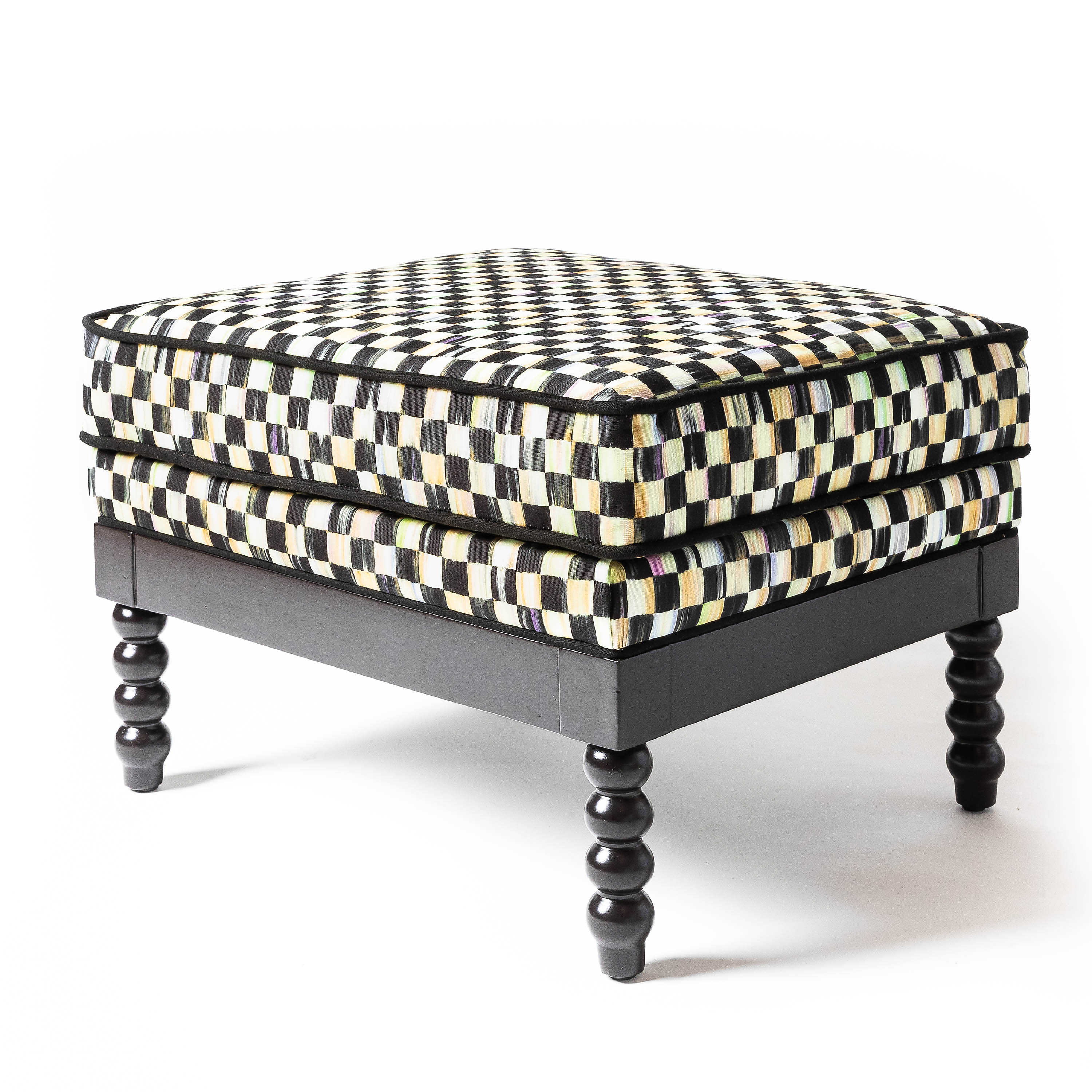Spindle Check Outdoor Ottoman mackenzie-childs Panama 0