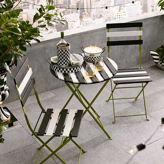 Outdoor Black & White Metal Bistro Side Chair image two