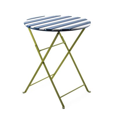 Outdoor Blue & White Metal Bistro Table image two