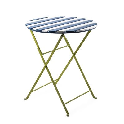 Outdoor Blue & White Metal Bistro Table