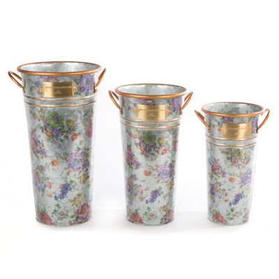 Flower Market Galvanized Flower Buckets - Set of 3 image ten