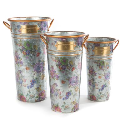 Flower Market Galvanized Flower Buckets, Set of 3 mackenzie-childs Panama 0