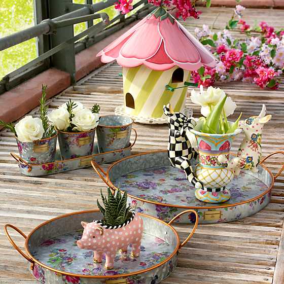 Flower Market Galvanized Outdoor Trays - Set of 2 image six