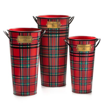 MacKenzie-Childs  Tartastic Flower Buckets, Set of 3