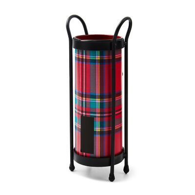 Red & Green Tartan Plaid Thermos Glass Ornament