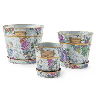 Flower Market Pots & Saucers, Set of 3