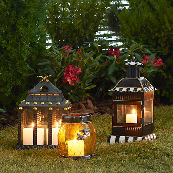 Courtly Stripe Candle Lantern - Small image three