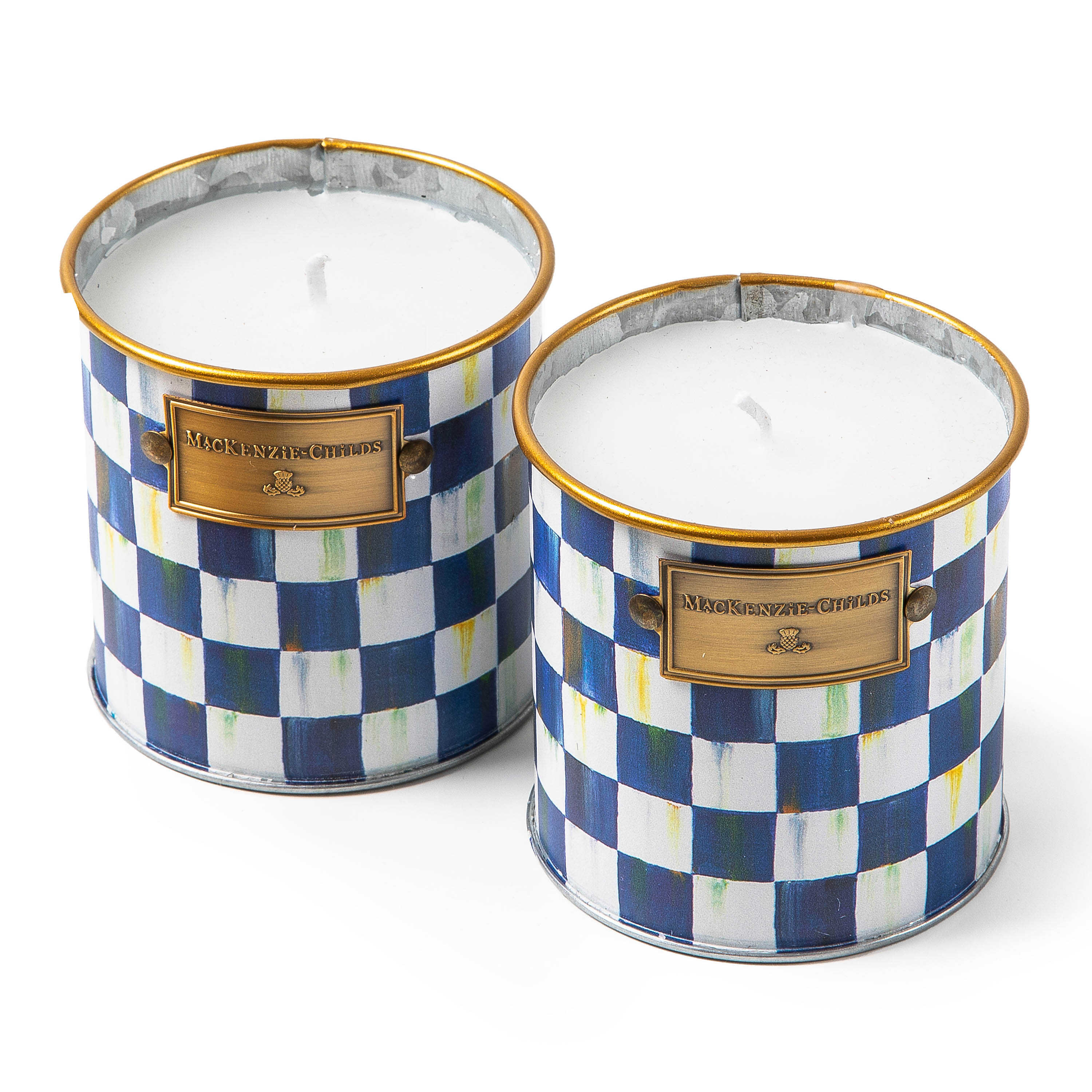 Royal Check Small Citronella Candles, Set of 2 mackenzie-childs Panama 0