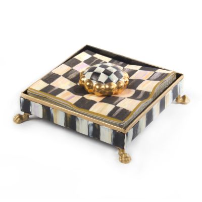 Courtly Check Cocktail Napkin Holder Set - Gold