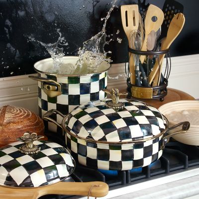 MacKenzie-Childs Black & White Zig Zag Oven Mitts - Set of 2