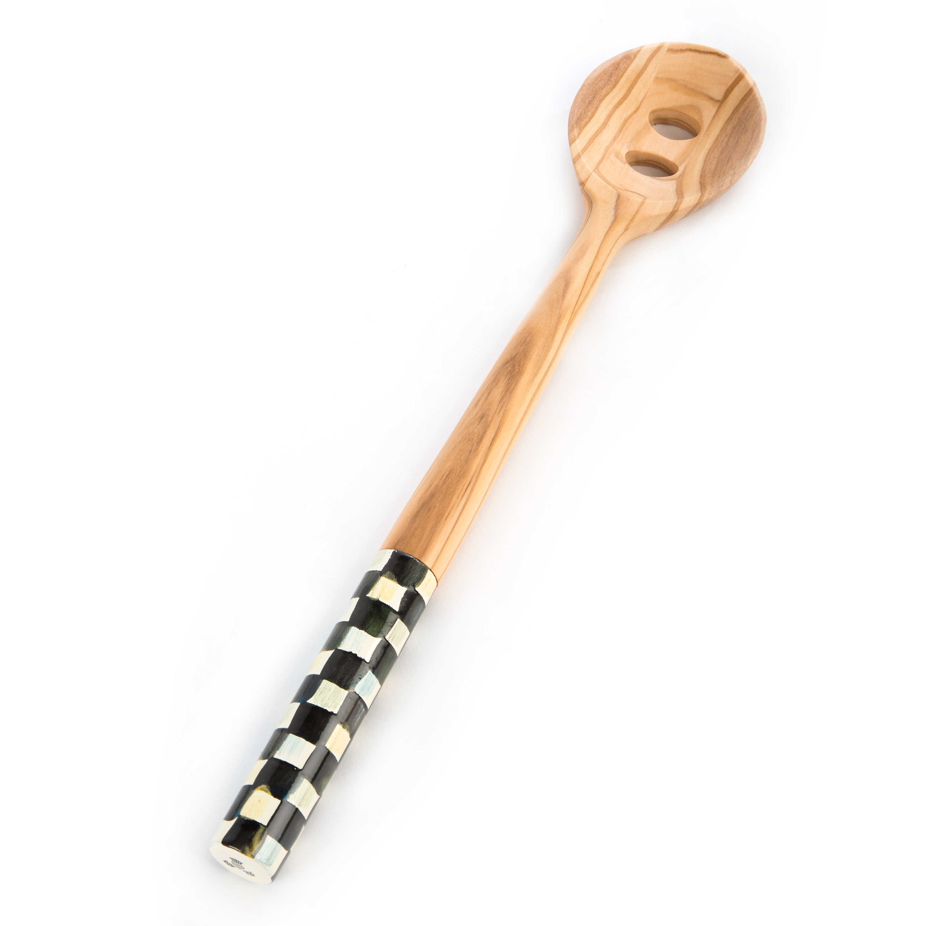 Courtly Check Olivewood Slotted Spoon mackenzie-childs Panama 0
