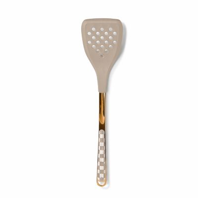 Mocha Check Slotted Spatula mackenzie-childs Panama 0