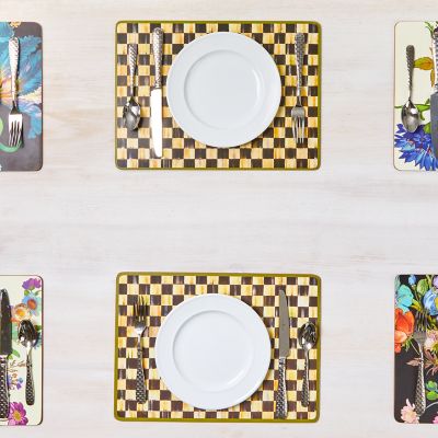 MacKenzie-Childs Courtly Check Cork Back Coasters - Set of 4