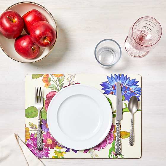 Flower Market Placemats - White - Set of 4 image two