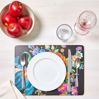 Flower Market Placemats - Black - Set of 4 image two