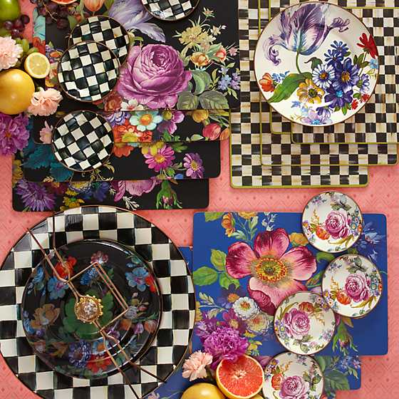 Flower Market Placemats - Black - Set of 4 image three
