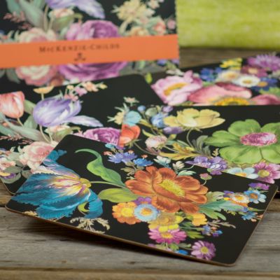 Flower Market Placemats - Black - Set of 4 image four