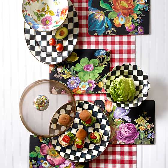Flower Market Placemats - Black - Set of 4 image six