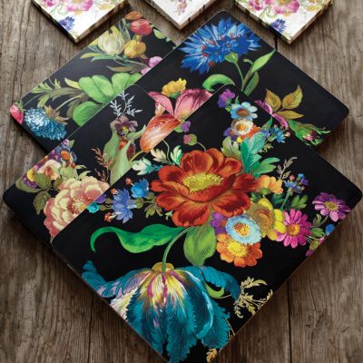 Flower Market Placemats - Black - Set of 4 image eight