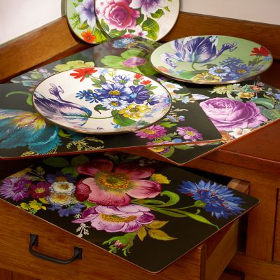 Flower Market Placemats - Black - Set of 4 image nine