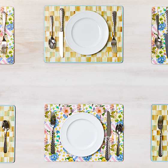Set of 4 MacKenzie-Childs Parchment Check Cork Back Placemats