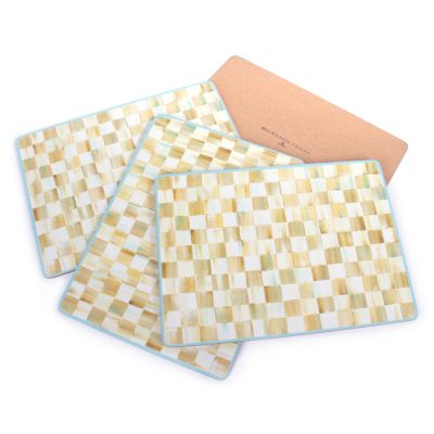 Mackenzie Childs Parchment Check Cork Back Placemats Set Of 4