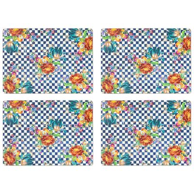 MacKenzie-Childs Courtly Flower Market Cork Back Coasters - Set of 4