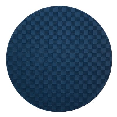 Navy Check Faux Leather Placemat mackenzie-childs Panama 0