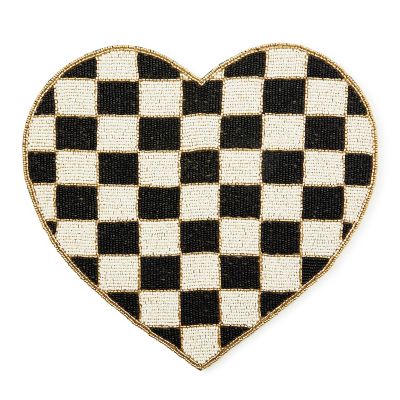 Black and White Check Heart Shaped Placemat mackenzie-childs Panama 0