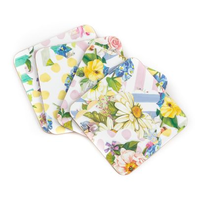 MacKenzie-Childs Courtly Flower Market Cork Back Coasters - Set of 4