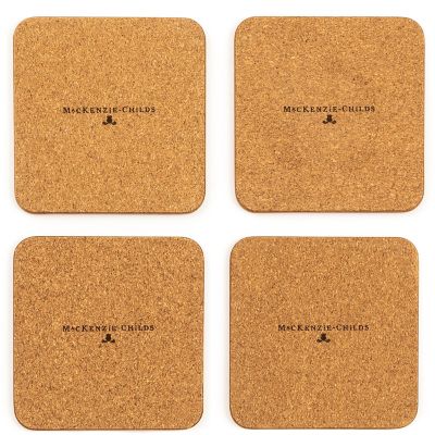 MacKenzie-Childs Courtly Flower Market Cork Back Coasters - Set of 4