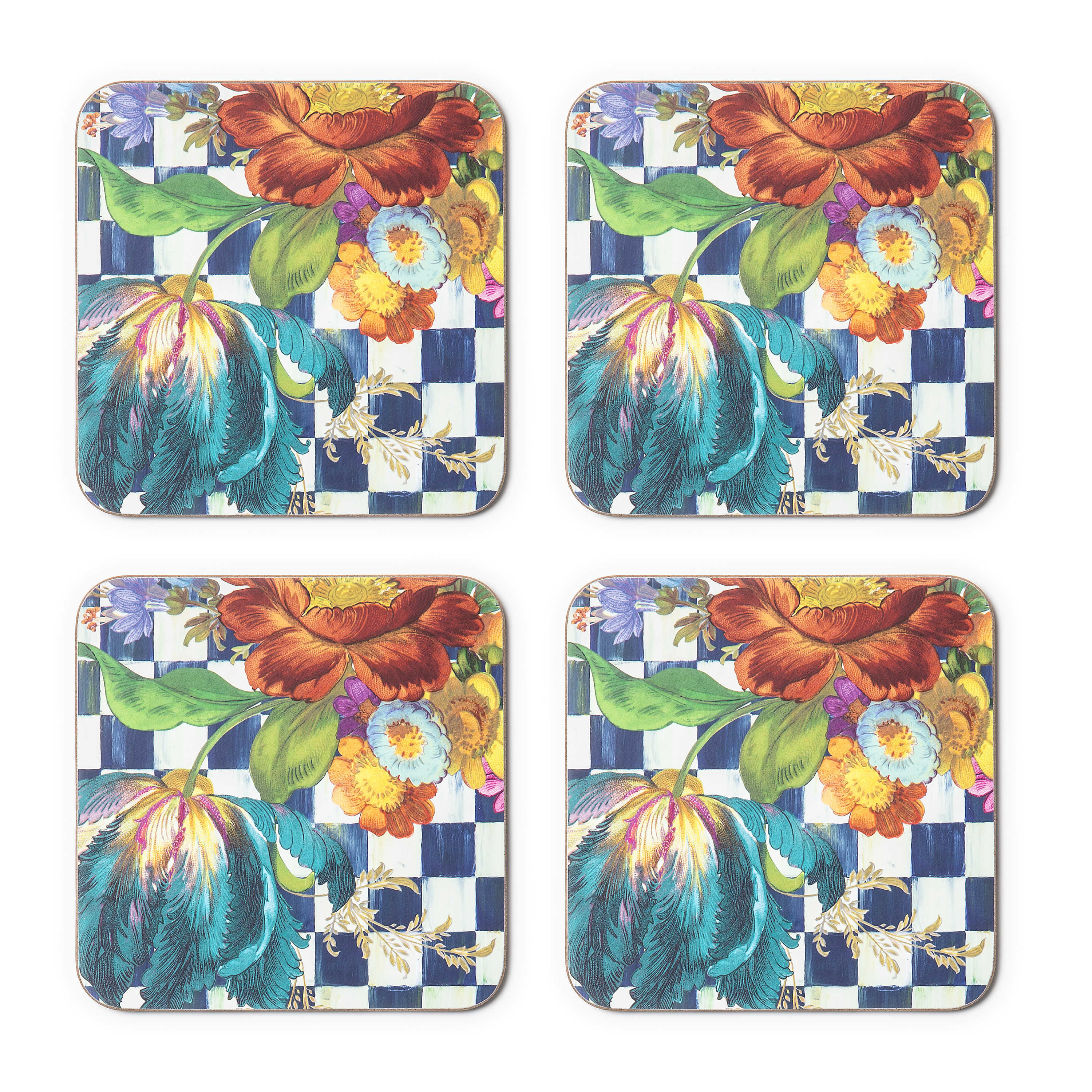 Royal Flower Market Cork Back Coasters - Set of 4 mackenzie-childs Panama 0